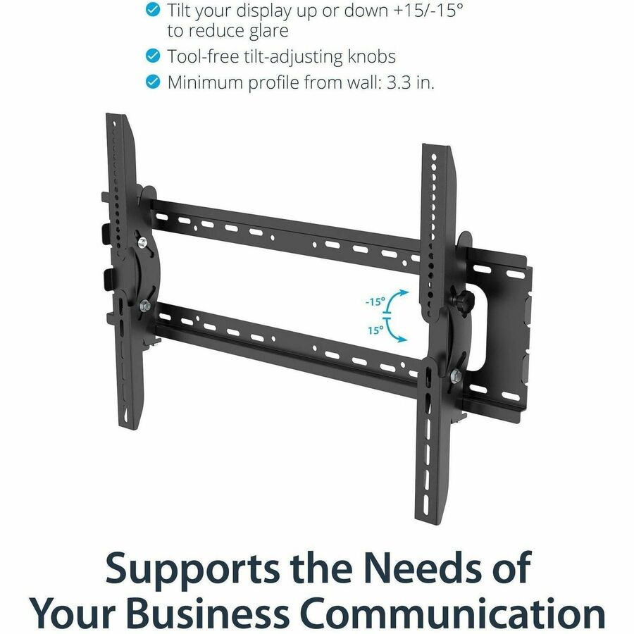 StarTech.com Wall Mount for TV, Monitor, Digital Signage Display, LCD Display, LED Display, Curved Screen Display - Black