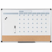 Monthly - White - Plastic - 24" Height x 36" Width - Dry Erase Surface, Compact, Magnetic, Stain Resistant - 1 Each