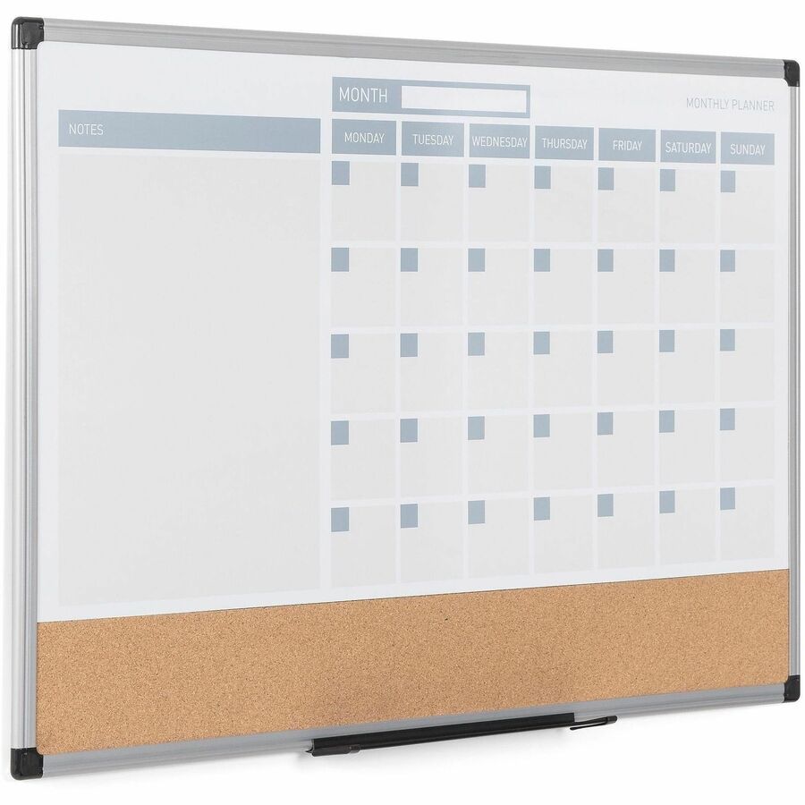 Monthly - White - Plastic - 24" Height x 36" Width - Dry Erase Surface, Compact, Magnetic, Stain Resistant - 1 Each