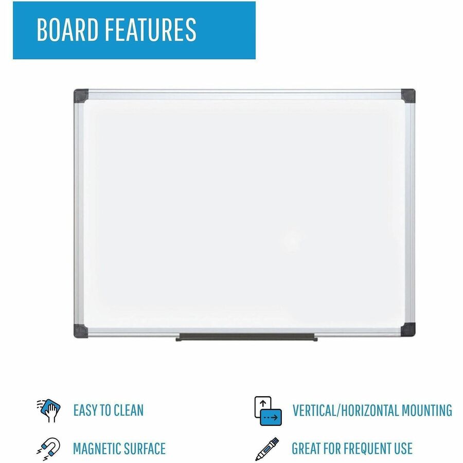 MasterVision Super Value Lacquered Steel Dry Erase Board, 36" x 24", Magnetic, Anodized Aluminum Frame, Includes Pen Tray and Mounting Hardware, 1 Each