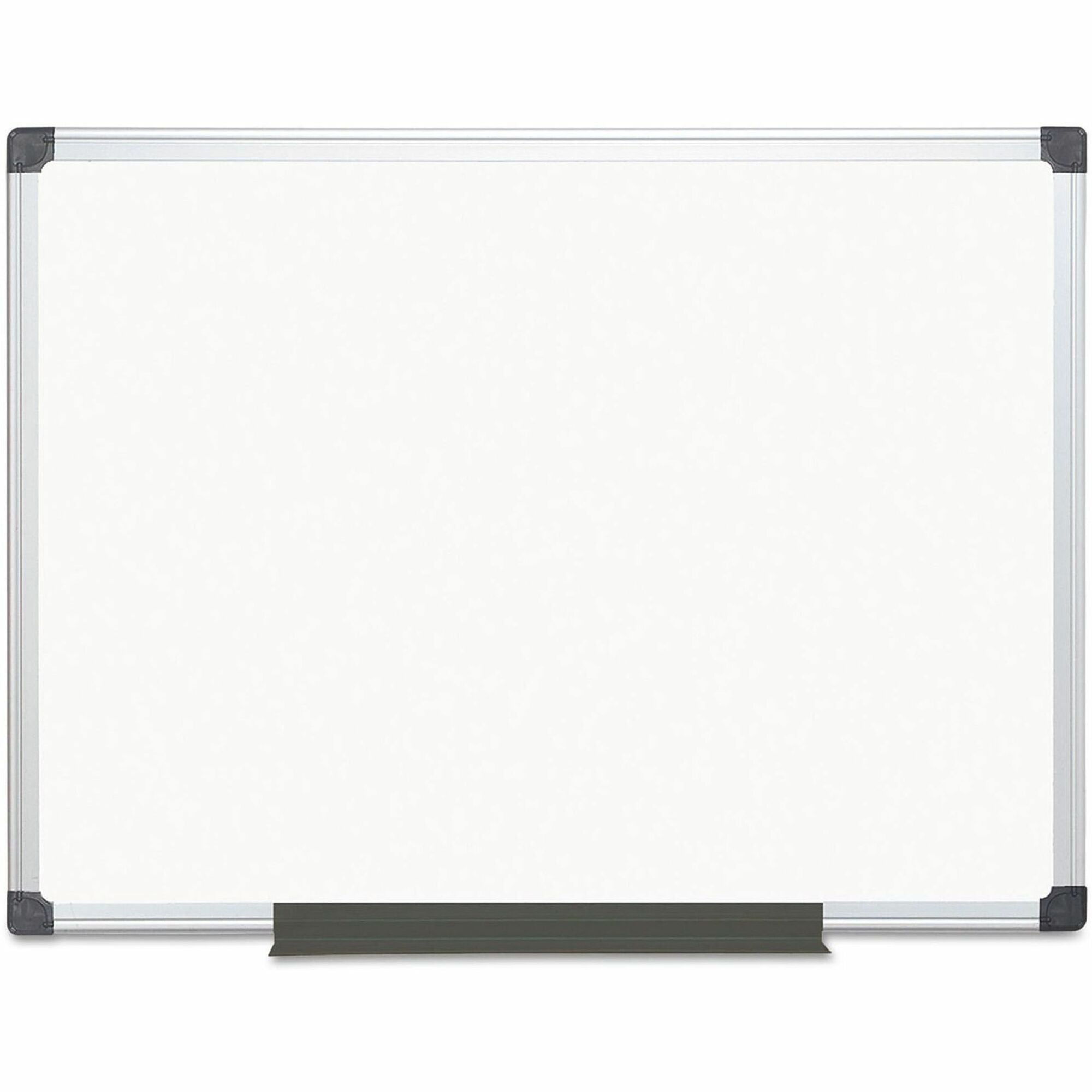 MasterVision Super Value Lacquered Steel Dry Erase Board, 48" x 36", Magnetic, Anodized Aluminum Frame, Rectangle, Horizontal/Vertical Orientation, Includes Mounting Hardware and Pen Tray, 1 Each