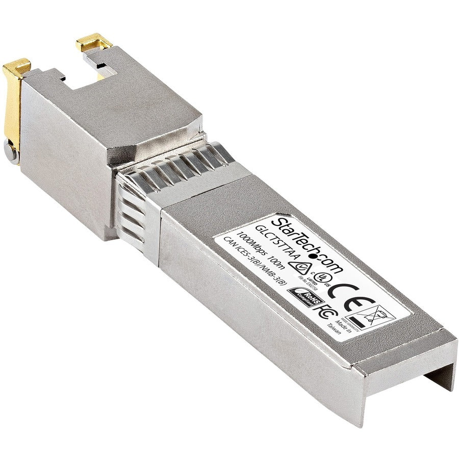 StarTech.com Cisco GLC-T Compatible SFP Transceiver Module, 1000BASE-T, RJ-45, 1.25 Gigabit Ethernet, Hot-Pluggable, Hot-Swappable, TAA Compliant, 1 Each