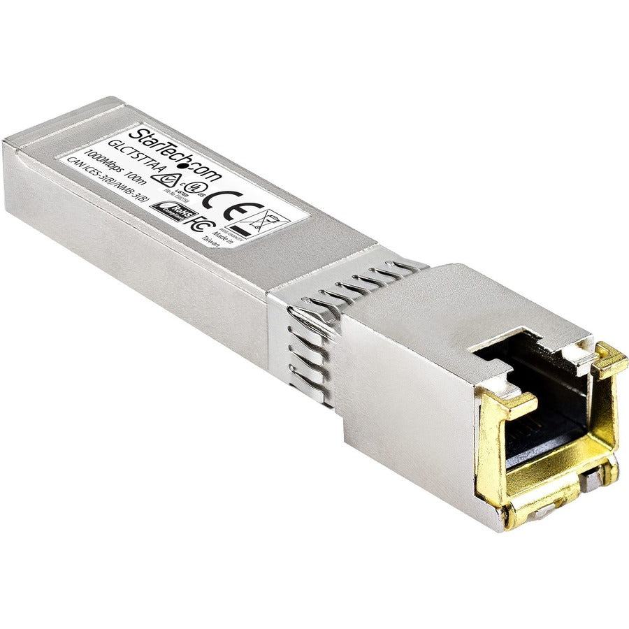 StarTech.com Cisco GLC-T Compatible SFP Transceiver Module, 1000BASE-T, RJ-45, 1.25 Gigabit Ethernet, Hot-Pluggable, Hot-Swappable, TAA Compliant, 1 Each