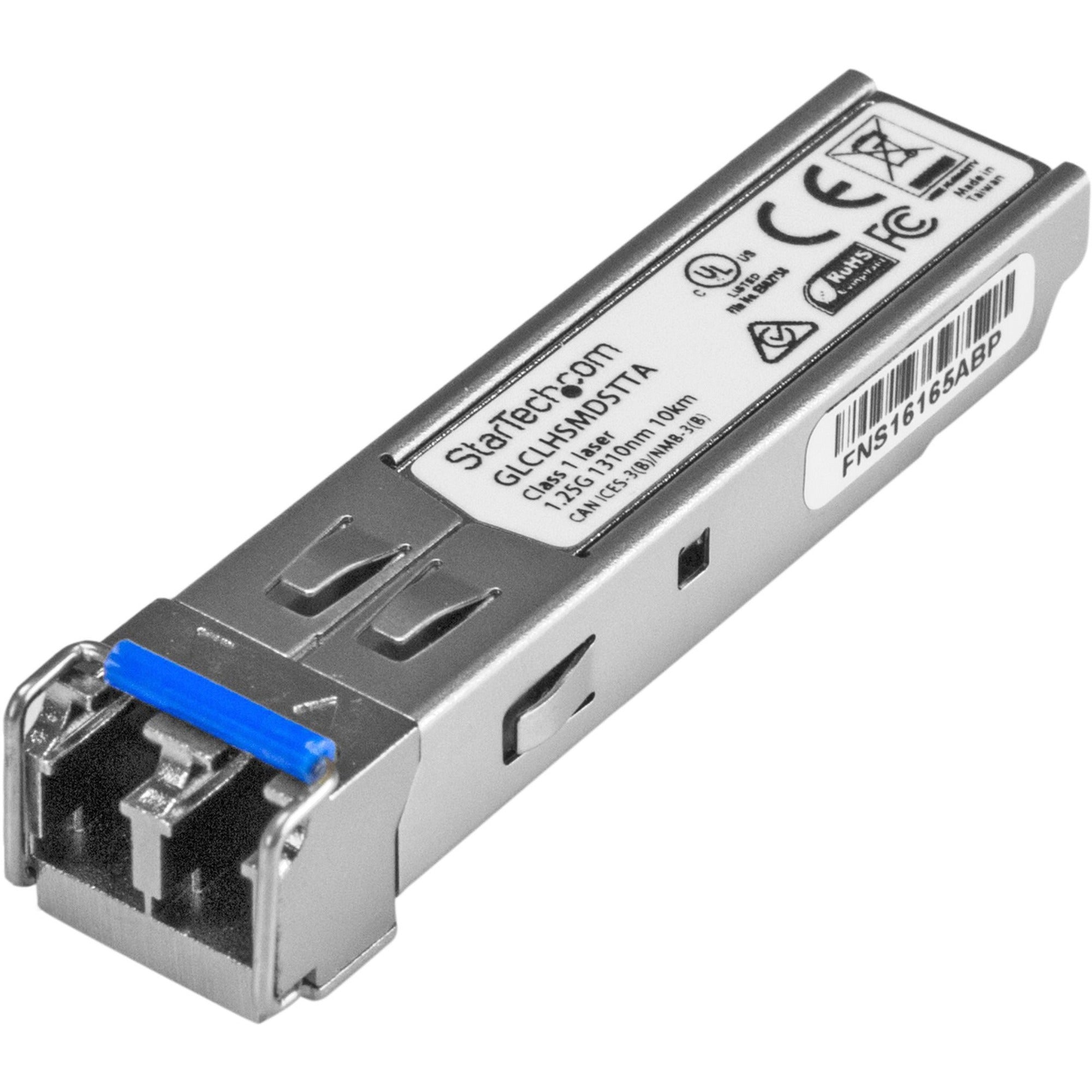 StarTech.com Cisco GLC-LH-SMD Compatible SFP Transceiver Module, 1000BASE-LX/LH, LC Duplex, 1.25Gbps, Single/Multi-Mode Fiber, Hot-Pluggable, TAA Compliant, 1 Each