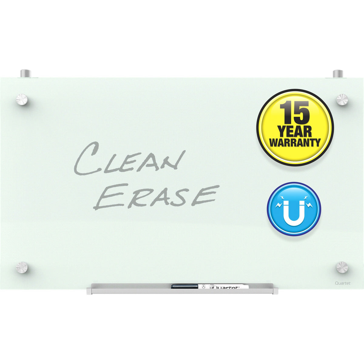 30" (2.5 ft) Width x 18" (1.5 ft) Height - White Tempered Glass Surface - Rectangle - Horizontal/Vertical - Magnetic - 1