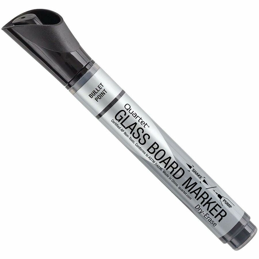 Quartet Premium Dry-Erase Markers for Glass Boards, Bullet Point, Black Ink, 1 Dozen