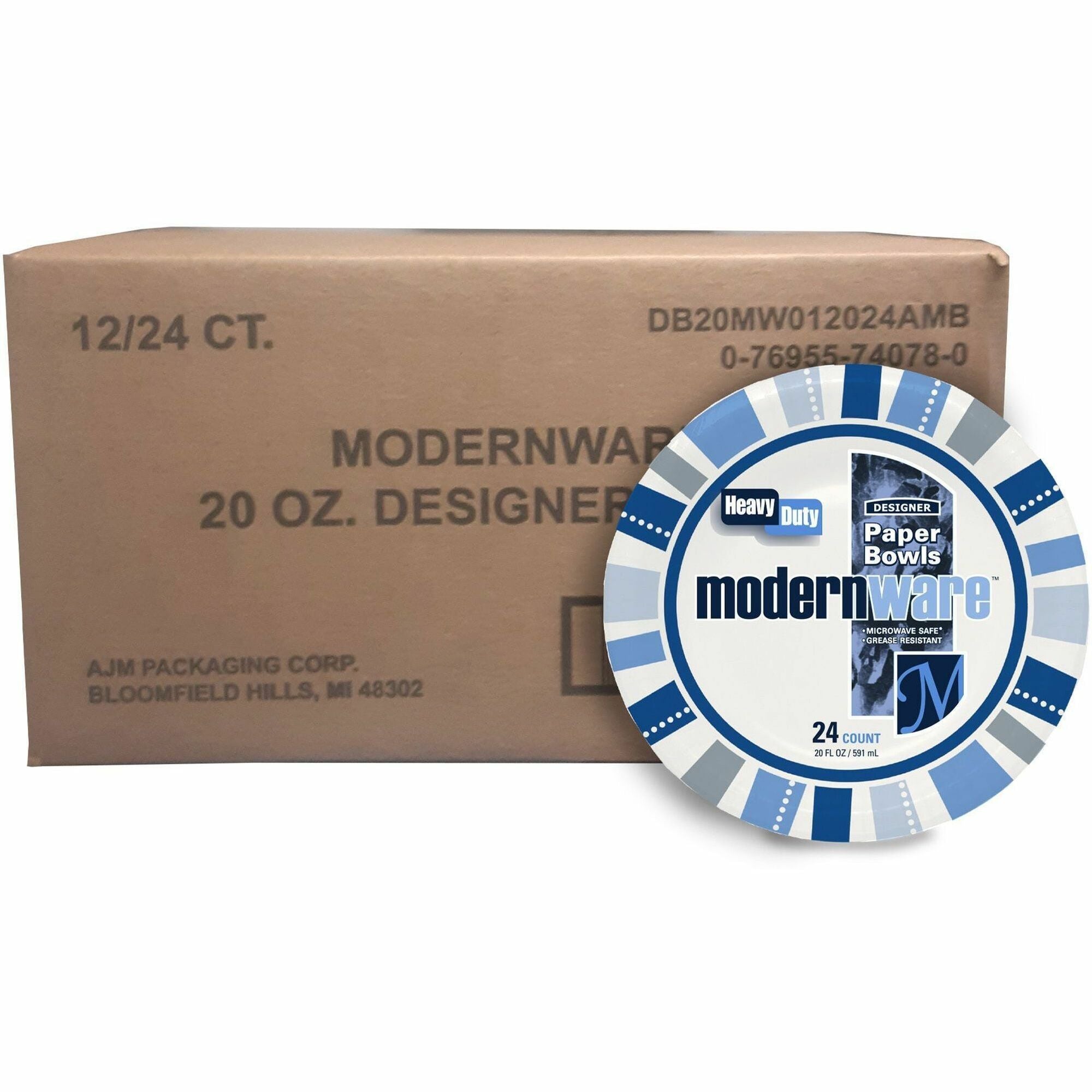 Disposable - 7.8" Diameter - White - Paper Body - 24/Pack - 12 / Carton