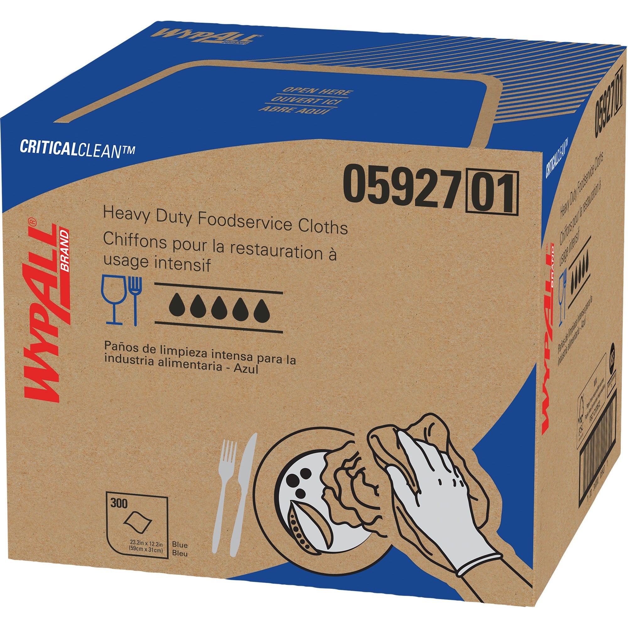 Quarter-fold - 12.50" Width x 23.50" Length - Blue - Hydroknit - 300 / Carton