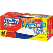 Hefty CinchSak 13-Gallon Drawstring Trash Bags, White, 45 Pack