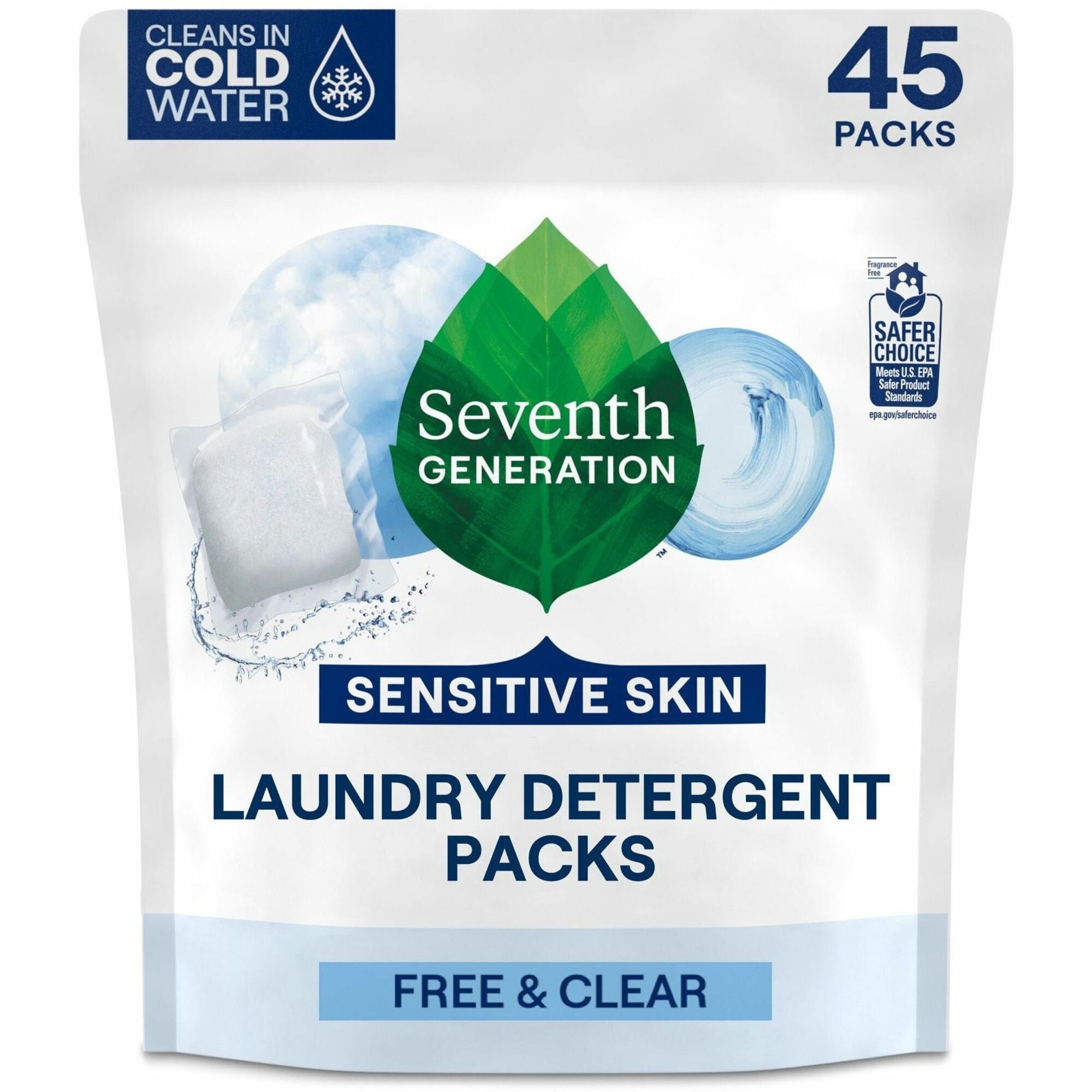 Seventh Generation Laundry Detergent, Free & Clear Scent, Non-toxic, Hypoallergenic, Unscented, Bio-based, Gluten-free, White, 1 Pack