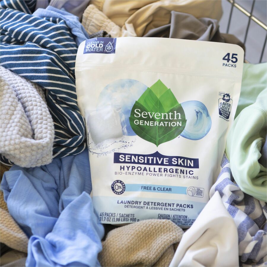 Seventh Generation Laundry Detergent, Free & Clear Scent, Non-toxic, Hypoallergenic, Unscented, Bio-based, Gluten-free, White, 1 Pack