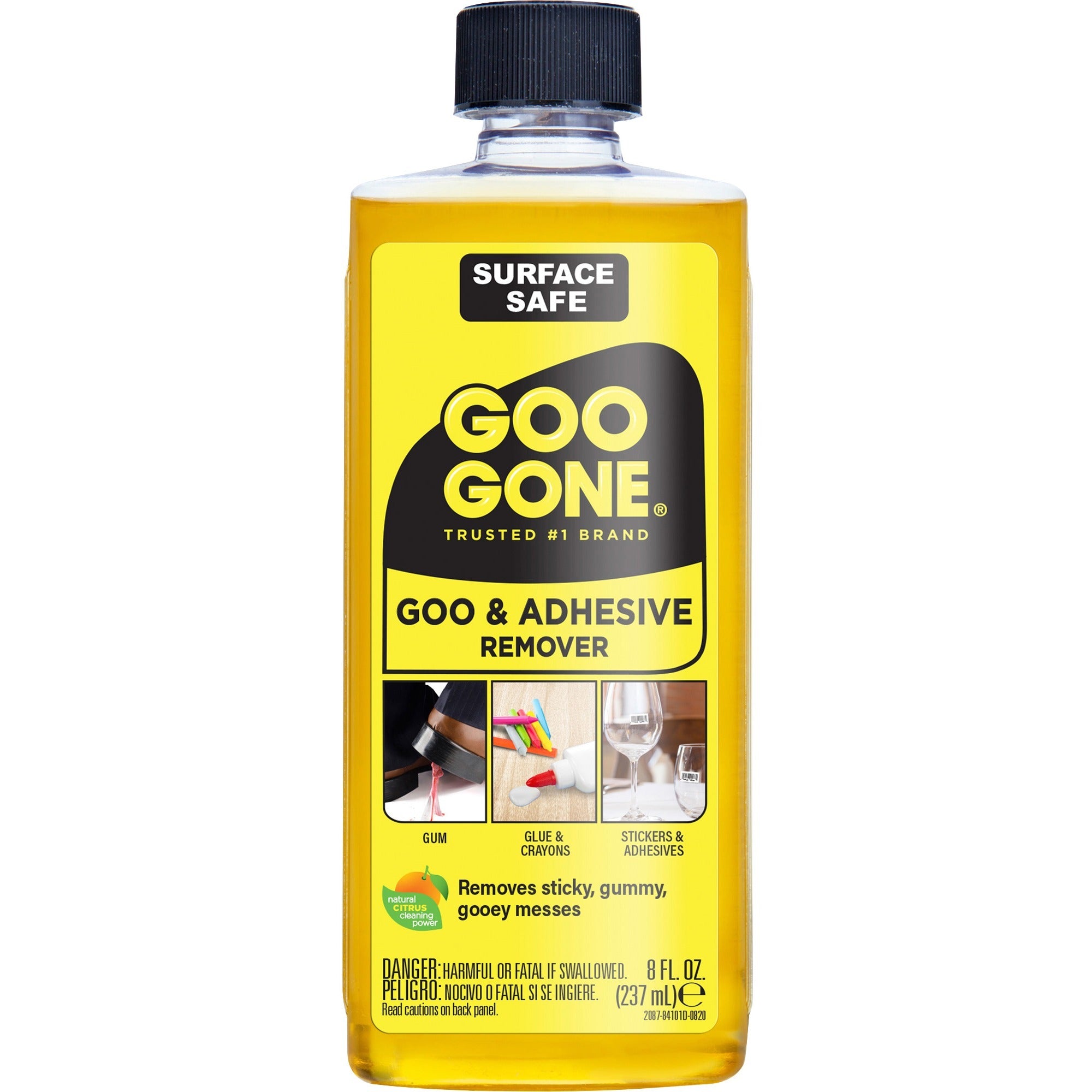 Goo Gone Gum/Glue Remover, Citrus Scent, Liquid, 8 fl oz, 12 oz Weight, Orange, 1 Each