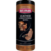 Weiman Leather Wipes, Pre-moistened, UV Protection, White, 7" x 8", 30 Wipes per Tub, 1 Tub