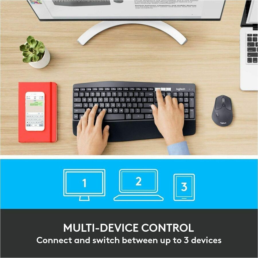 USB Wireless Bluetooth/RF Keyboard - USB Wireless Bluetooth/RF Mouse - Optical - 1000 dpi - 8 Button - Scroll Wheel - AAA, AA - Compatible with Desktop Computer, Smartphone, Notebook, Tablet for PC, Mac - 1 Each
