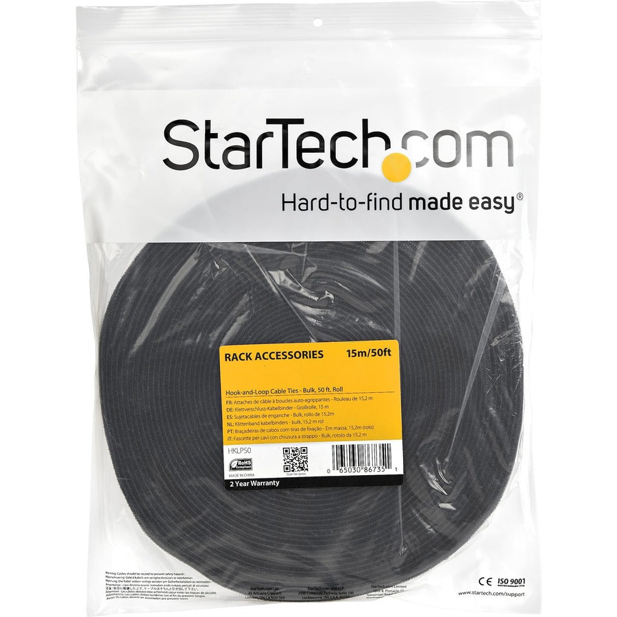 StarTech.com Hook-and-Loop Cable Tie - 50 ft. Bulk Roll