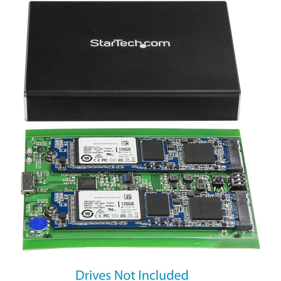 StarTech.com Dual-Slot Drive Enclosure for M.2 SATA SSDs - USB 3.1 (10Gbps) - RAID