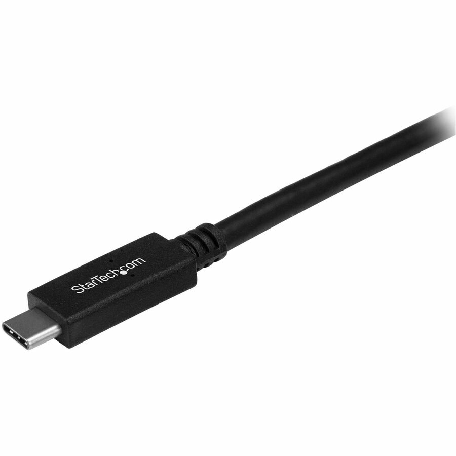 StarTech.com USB-C Cable, 6.60 ft, USB 3.0 Type C Male to Male, 5 Gbit/s, Shielded, Nickel Plated, 26 AWG, Black, 1 Each