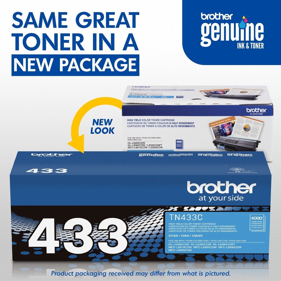 Brother TN433C Original High Yield Laser Toner Cartridge - Cyan - 1 Each