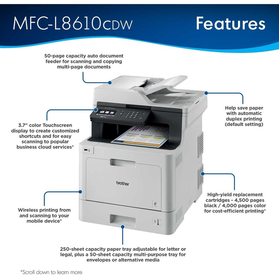 Brother MFC-L8610CDW Wireless Laser Multifunction Printer - Color