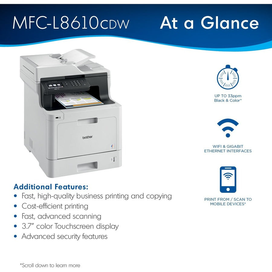 Brother MFC-L8610CDW Wireless Laser Multifunction Printer - Color