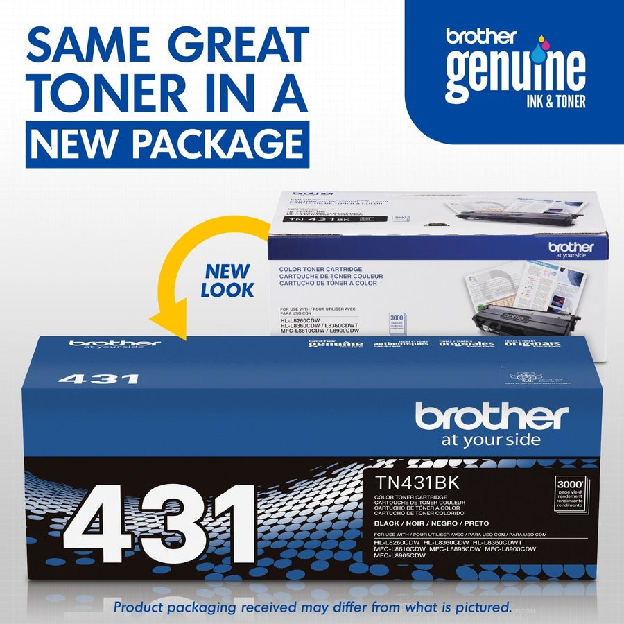 Brother TN431BK Original Standard Yield Laser Toner Cartridge - Black - 1 Each