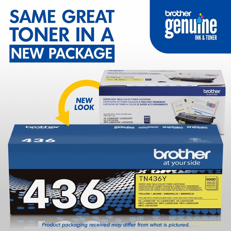 Brother TN436Y Original Laser Toner Cartridge - Yellow - 1 Each