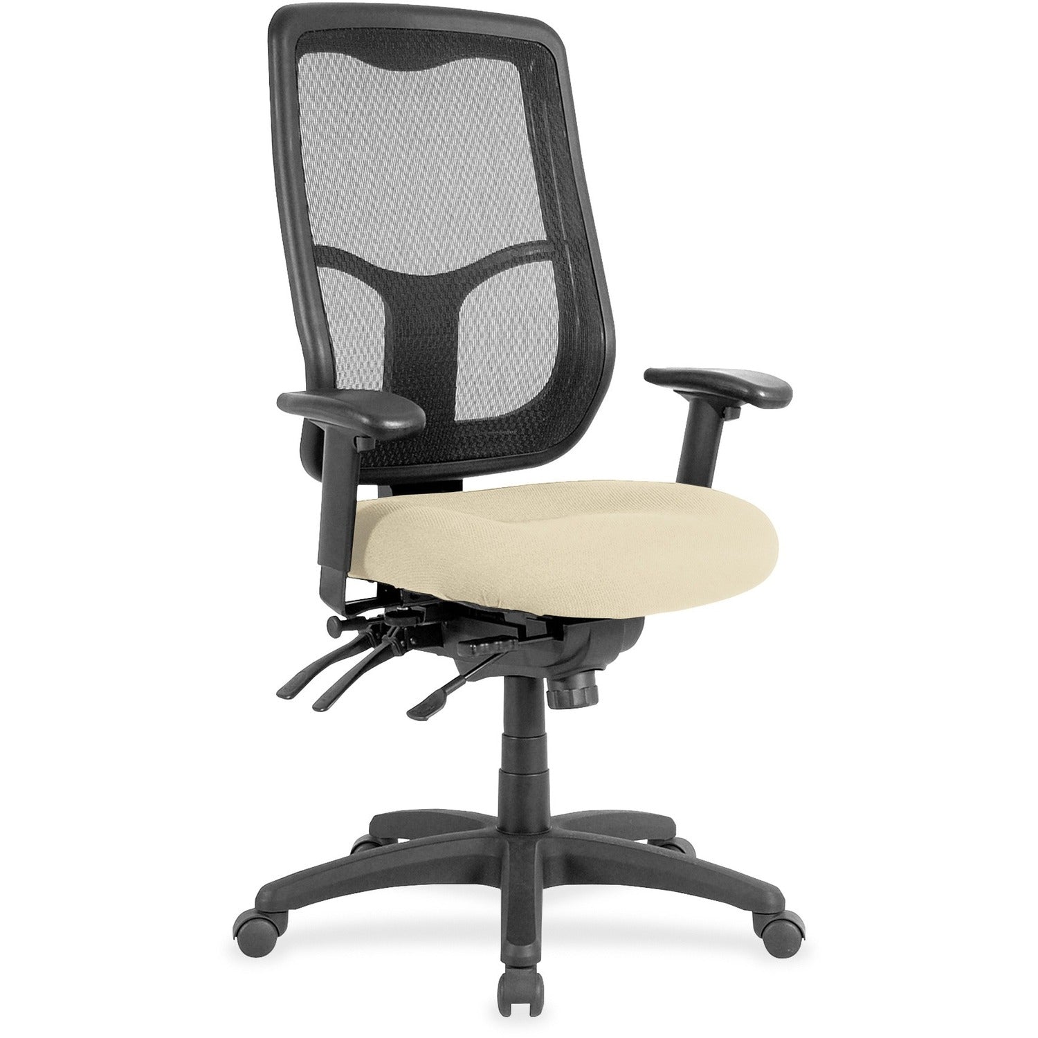 Eurotech Executive Chair, High Back, Fabric Seat, Dillon Buff Vinyl, Beige, 1 Each