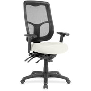 Eurotech Executive Chair, High Back, Fabric Seat, Mesh Back, Dillon Snow Vinyl, White, 1 Each