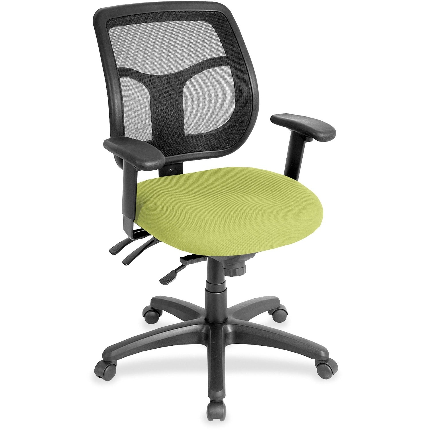 Eurotech Apollo Multi-Function Task Chair, Apple Green, Fabric/Vinyl Seat, Mesh Back, Adjustable Arms, 5-Star Base, 1 Each
