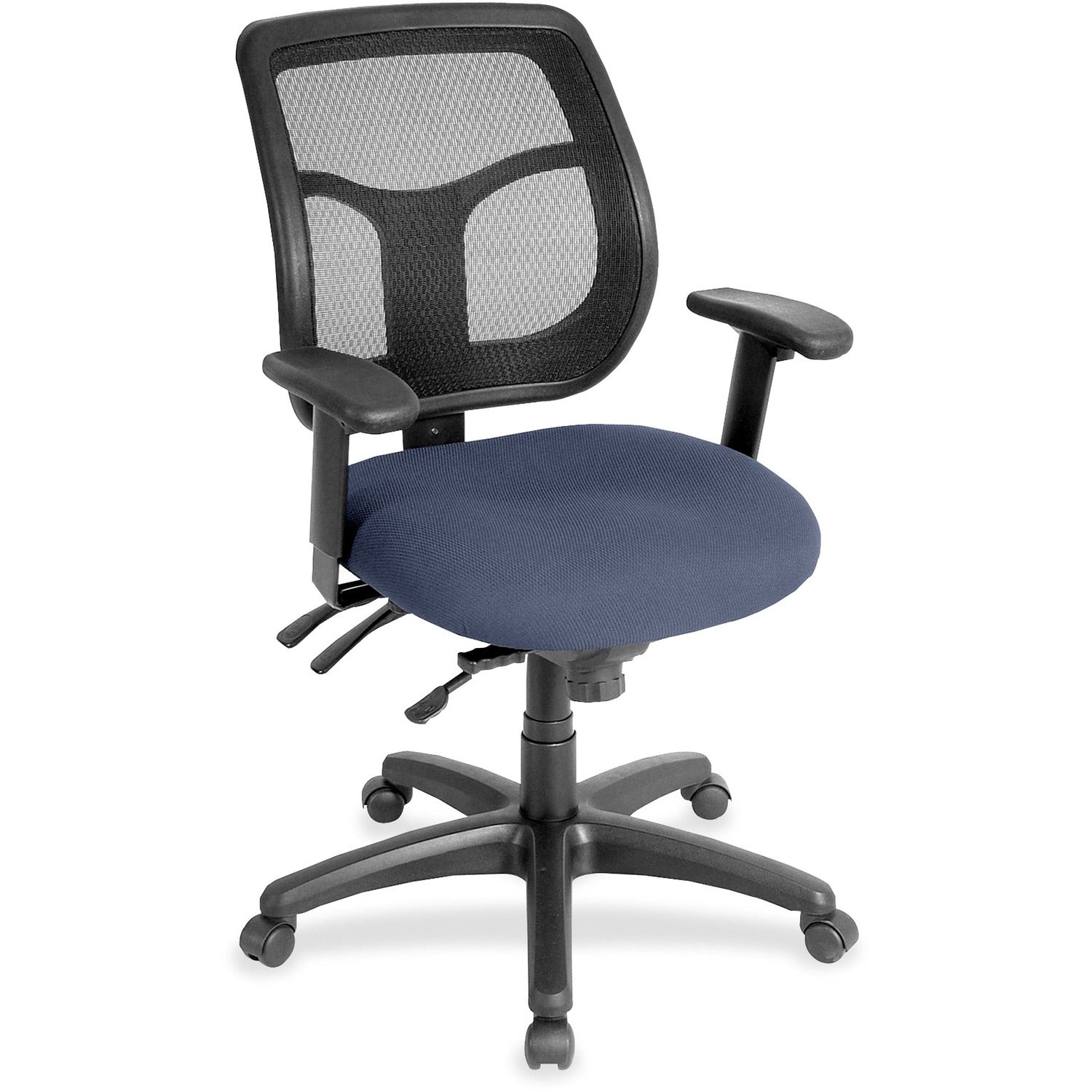 Eurotech Apollo Multi-Function Task Chair, Ocean Blue, Fabric/Vinyl Seat, Mesh Back, Adjustable Arms, 5-Star Base, 1 Each