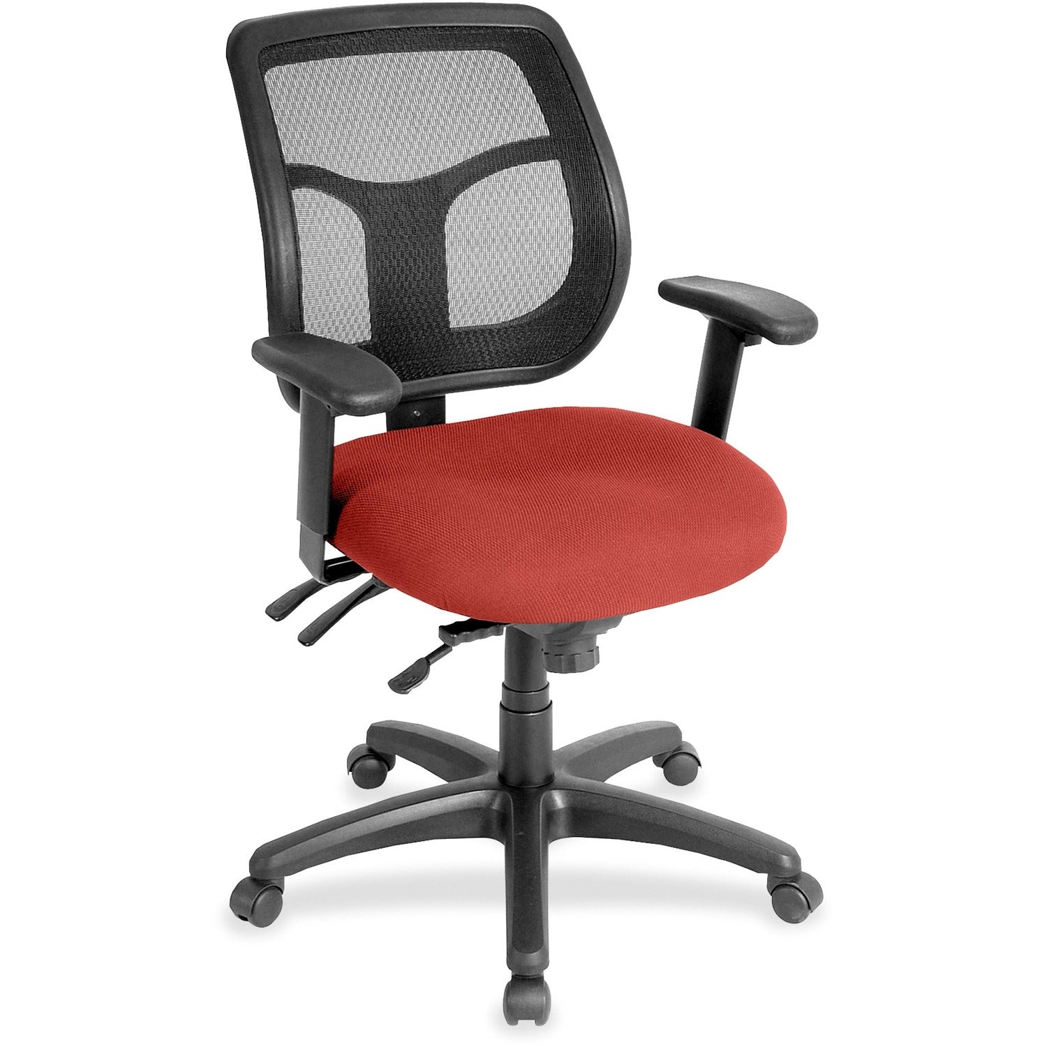 Eurotech Apollo Multi-Function Task Chair, Red Rock Fabric/Vinyl Seat, Mesh Back, Adjustable Arms, 5-Star Base, Canyon Red Rock, 1 Each