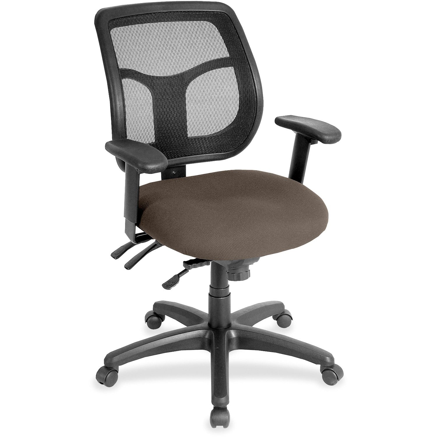 Eurotech Apollo Multi-Function Task Chair, Java Fabric/Vinyl Seat, Mesh Back, Adjustable Arms, 5-Star Base, 1 Each