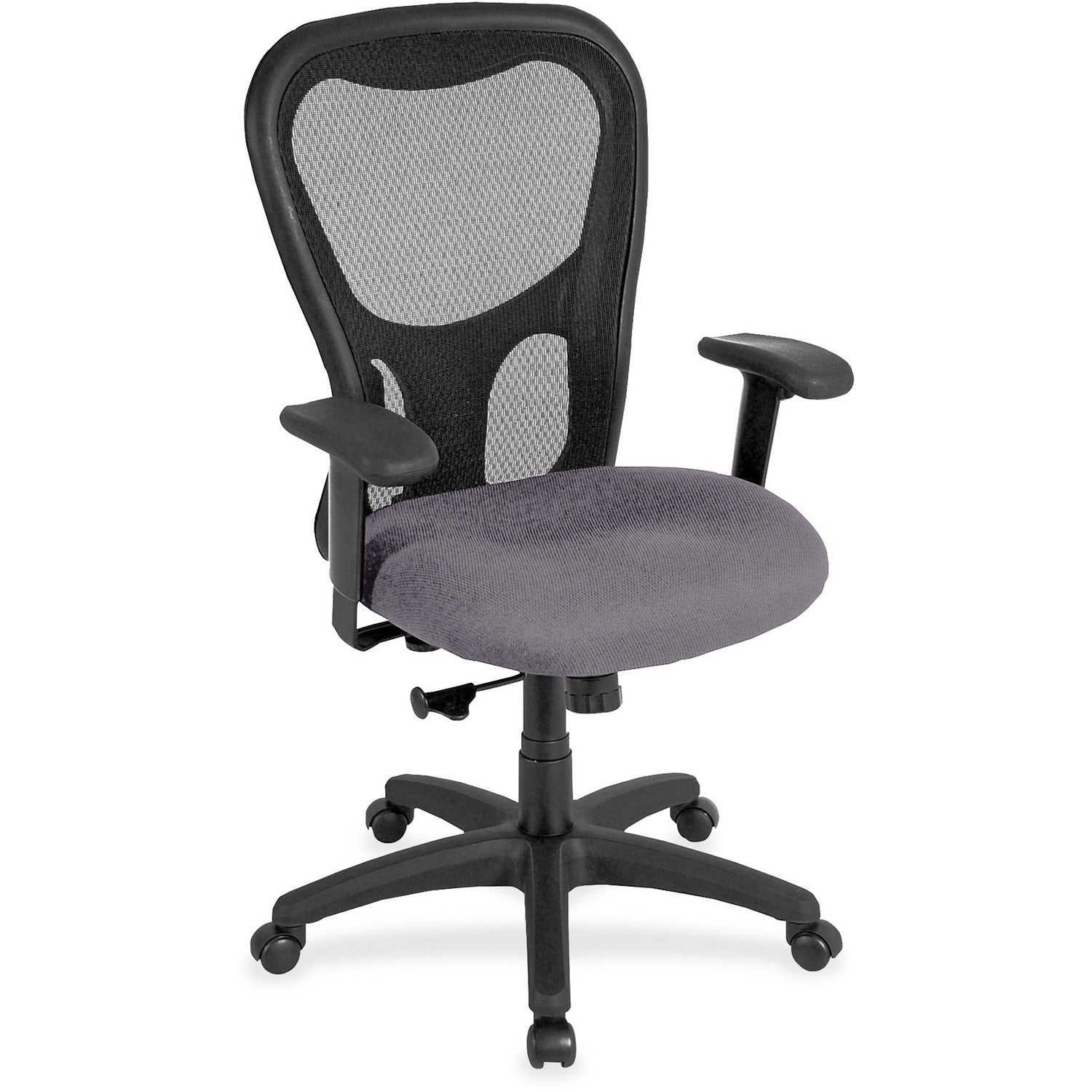 Eurotech Apollo Synchro High Back Chair, Carbon Seat, Fabric/Vinyl, Mesh Back, 5-Star Base, Adjustable Arms, Canyon Carbon, 1 Each