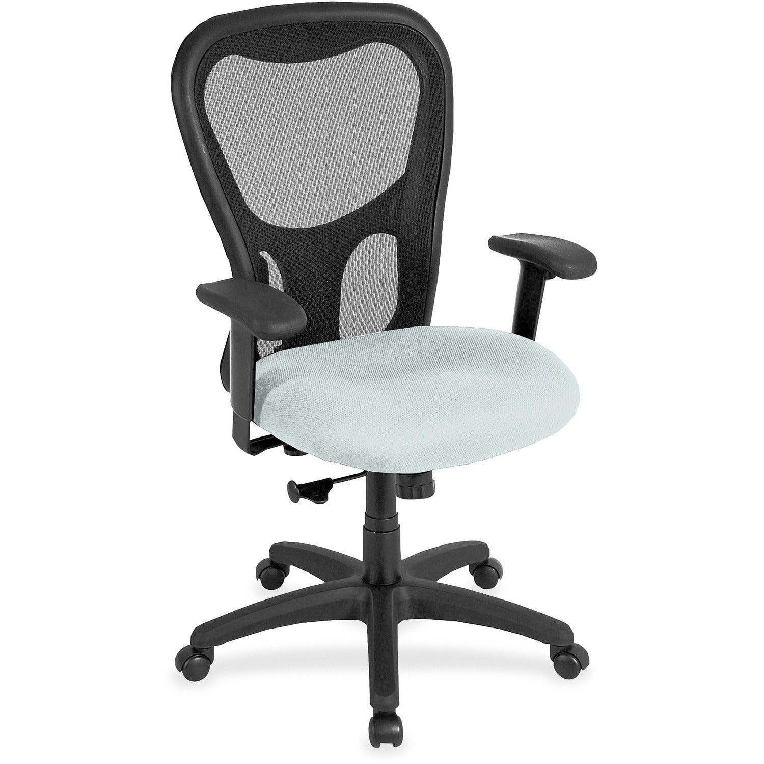 Eurotech Apollo Synchro High Back Chair, Breezy Seat Color, Fabric/Vinyl, Mesh Back, 5-Star Base, Castillo Breezy, 1 Each