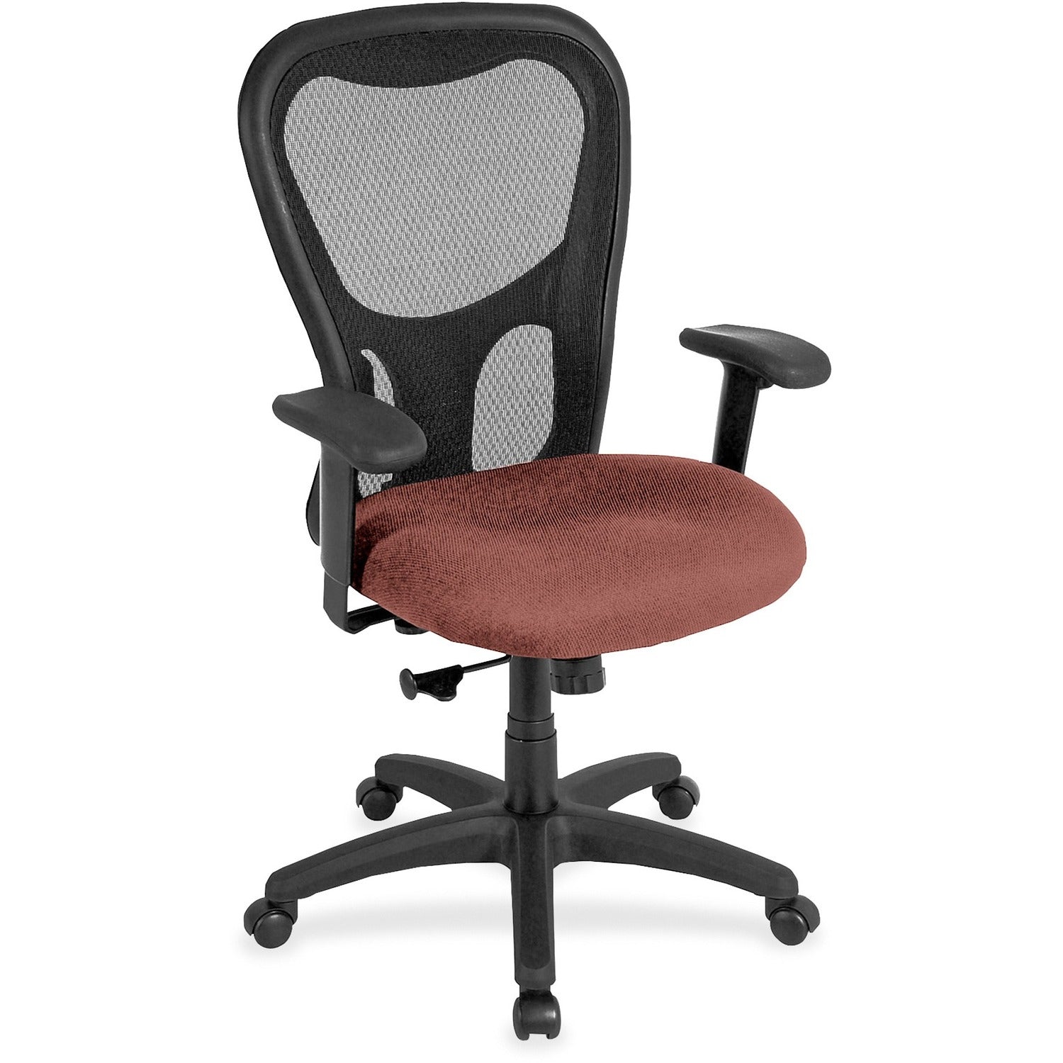 Eurotech Apollo Synchro High Back Chair, Cordovan Seat, Fabric/Vinyl, Mesh Back, 5-Star Base, Adjustable Arms, 1 Each