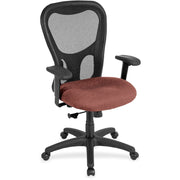 Eurotech Apollo Synchro High Back Chair, Cordovan Seat, Fabric/Vinyl, Mesh Back, 5-Star Base, Adjustable Arms, 1 Each