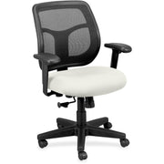 Eurotech Apollo Mid-back Task Chair, Snow Vinyl/Fabric Seat, Mesh Mid Back, 5-star Base, Adjustable Arms, 1 Each
