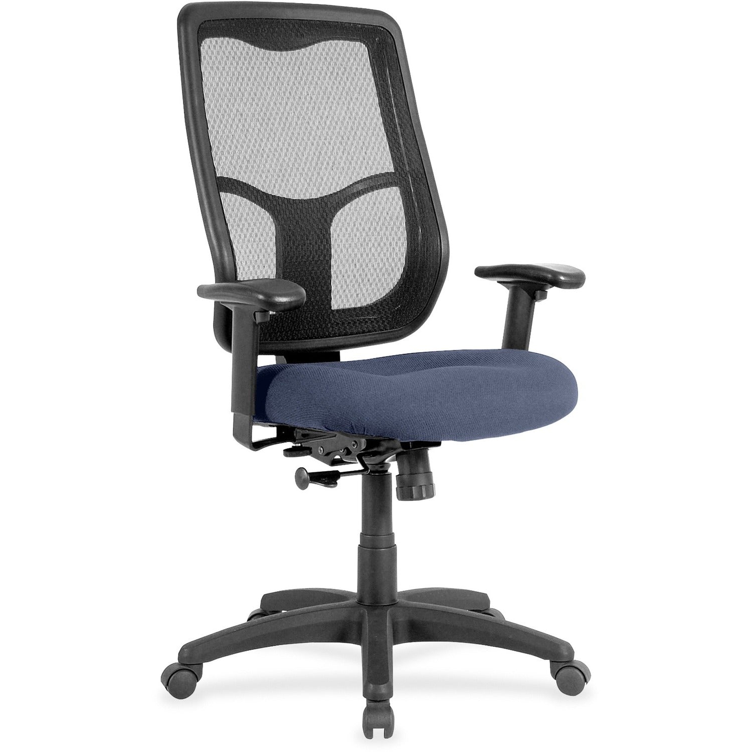 Eurotech Apollo High Back Synchro Task Chair, Ocean Blue, Fabric/Vinyl, Mesh High Back, 5-Star Base, Adjustable Arms, 1 Each