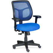 Eurotech Apollo Mid-back Chair, Blue Vinyl/Fabric Seat, Mesh Mid Back, Adjustable Arms, 5-star Base, 1 Each