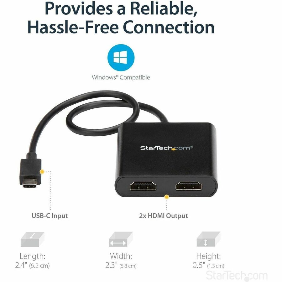 StarTech.com USB-C to HDMI Multi-Monitor Splitter - 2-Port MST Hub