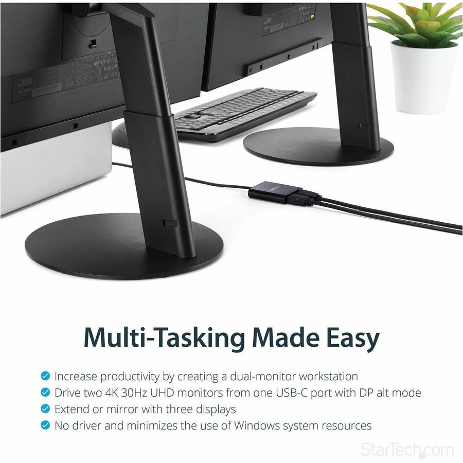 StarTech.com USB-C to HDMI Multi-Monitor Splitter - 2-Port MST Hub