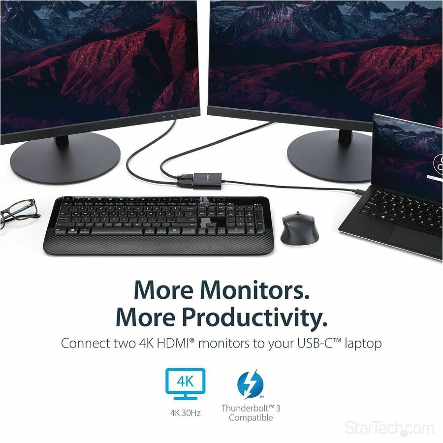 StarTech.com USB-C to HDMI Multi-Monitor Splitter - 2-Port MST Hub