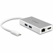 StarTech.com USB-C Docking Station, 1 Each, 60W Power Delivery, Supports 1 Display (4K HDMI), 2 USB 3.0 Type-A Ports, Gigabit Ethernet, Wireless LAN, Silver/White, Compatible with macOS, Windows, ChromeOS