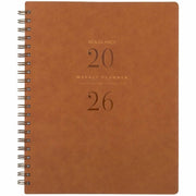 At-A-Glance Signature Collection Planner, Large, 13-Month, Weekly/Monthly, 8.5" x 11", White Sheets, Wire Bound, Brown Faux Leather, Tabbed, Double Pocket, 1 Each
