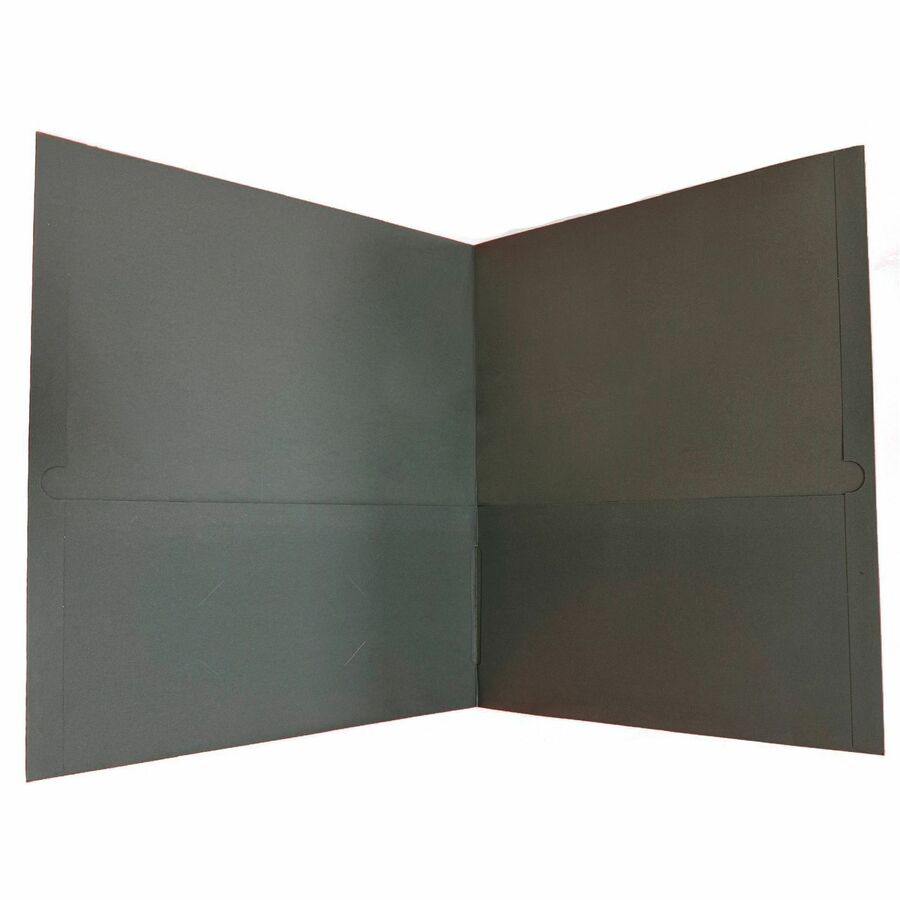 Business Source Letter Portfolio, 8 1/2" x 11", 125-Sheet Capacity, Inside Front & Back Pockets, Card Holder, Gray, 1 Box
