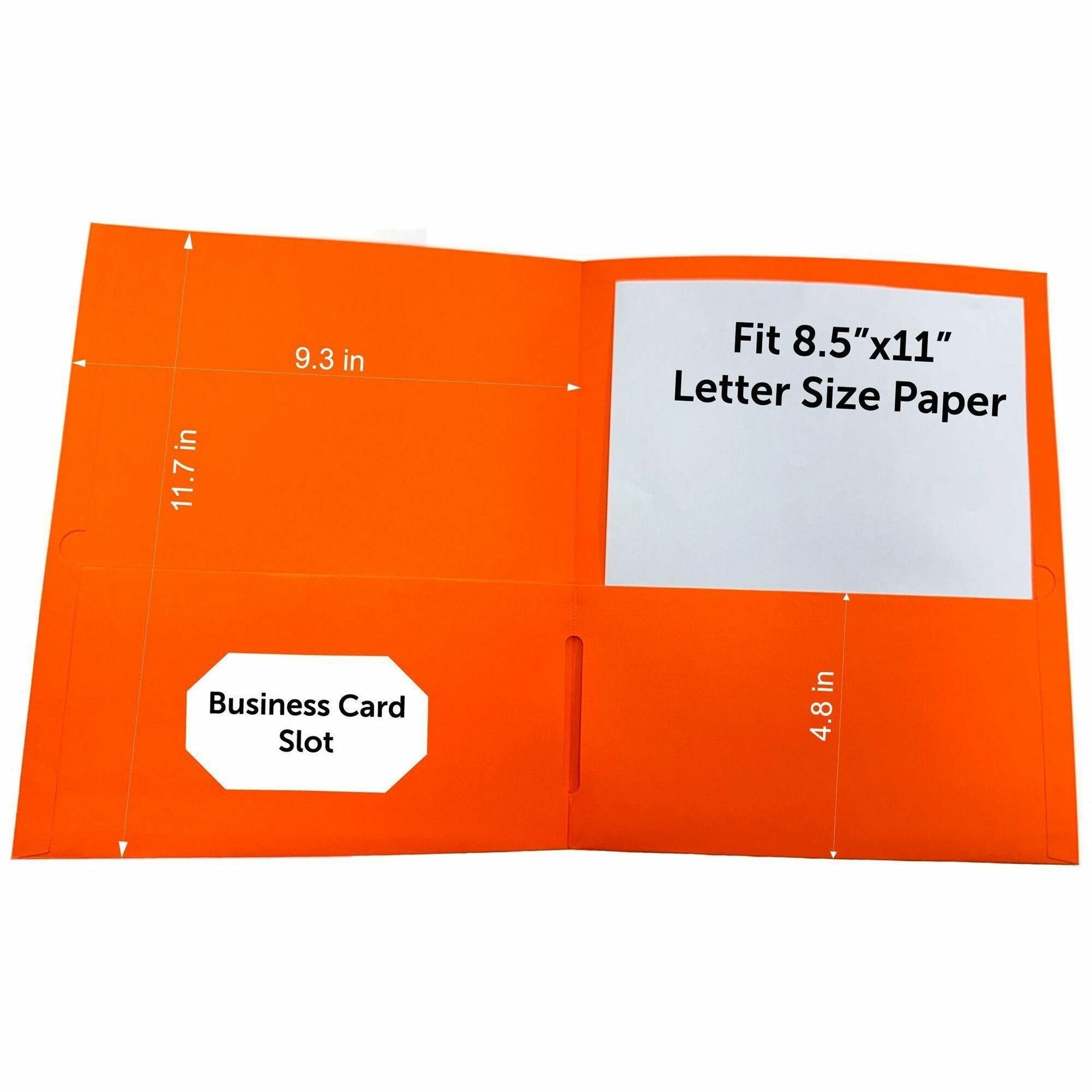 Business Source Letter Portfolio, 8 1/2" x 11", 125 Sheet Capacity, Inside Front & Back Pockets, Card Holder, Orange, 1 Box