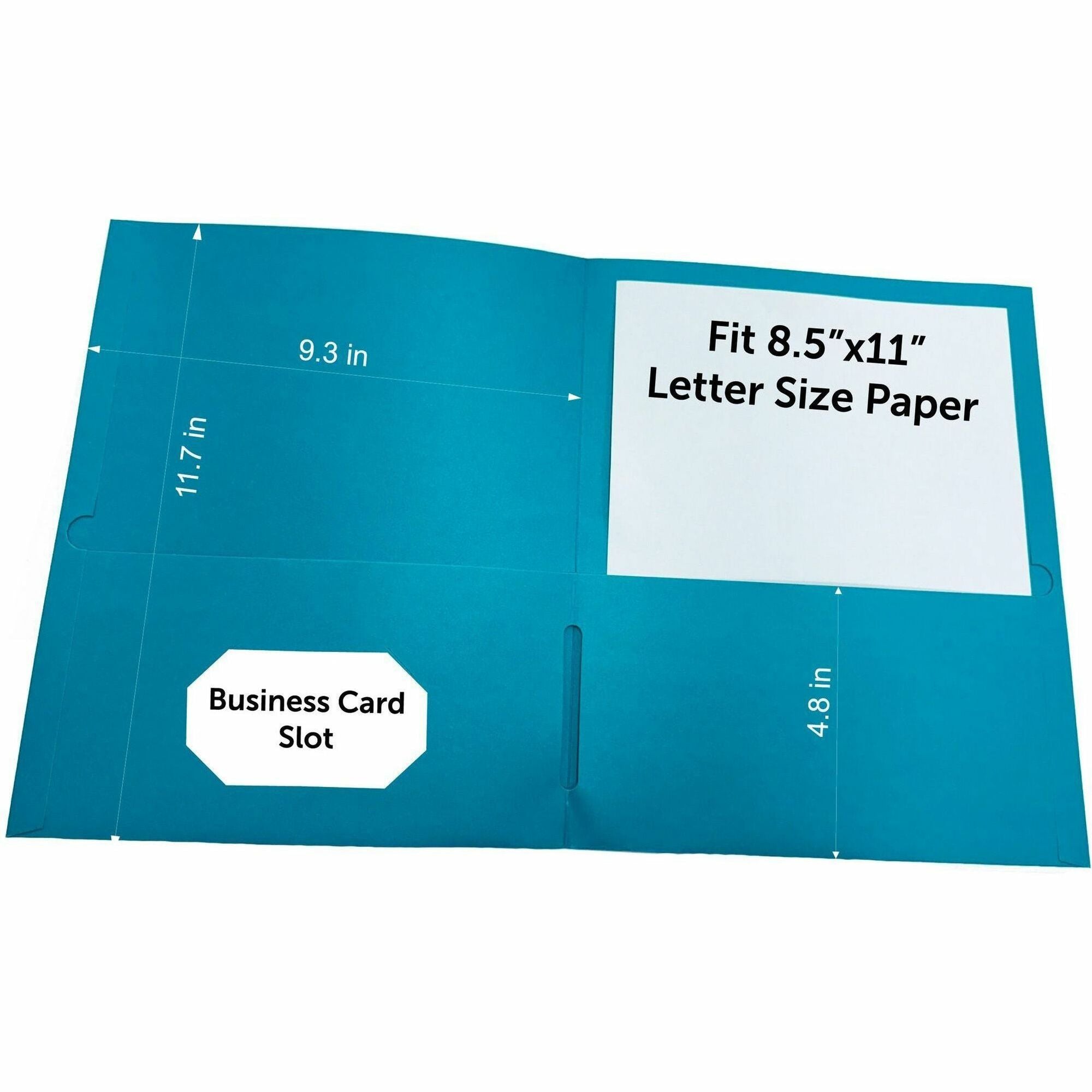 Business Source Letter Portfolio, 8 1/2" x 11", 125-Sheet Capacity, 2 Inside Pockets, Teal, 25/Box