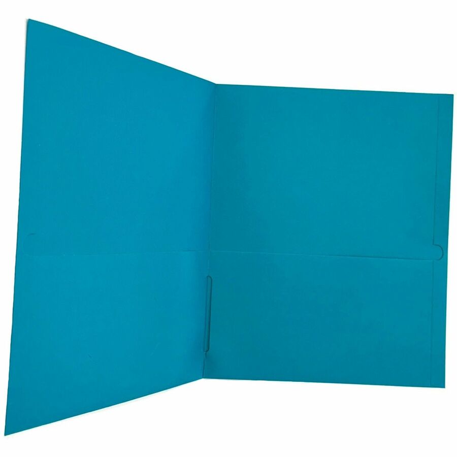 Business Source Letter Portfolio, 8 1/2" x 11", 125-Sheet Capacity, 2 Inside Pockets, Teal, 25/Box