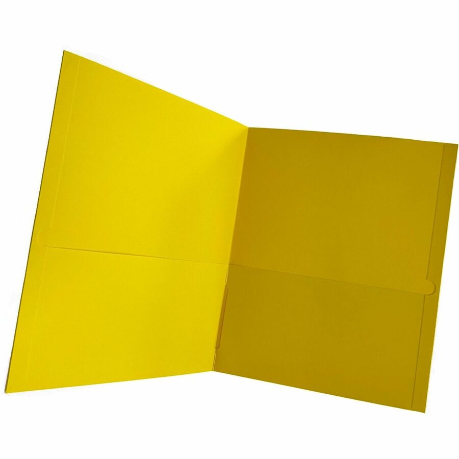 Business Source Letter Portfolio, 8 1/2" x 11", 125-Sheet Capacity, Inside Front & Back Pockets, Card Holder, Yellow, 1 Box