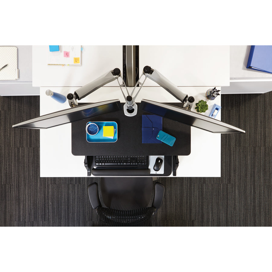 3M Precision Standing Desk, Adjustable Height 6.2"-20", Supports Up to 24" Screen, 35 lb Capacity, 23.2"W x 35.4"H x 6.2"D, Black, Includes Gel Wrist Rest & Mouse Pad, 1 Each